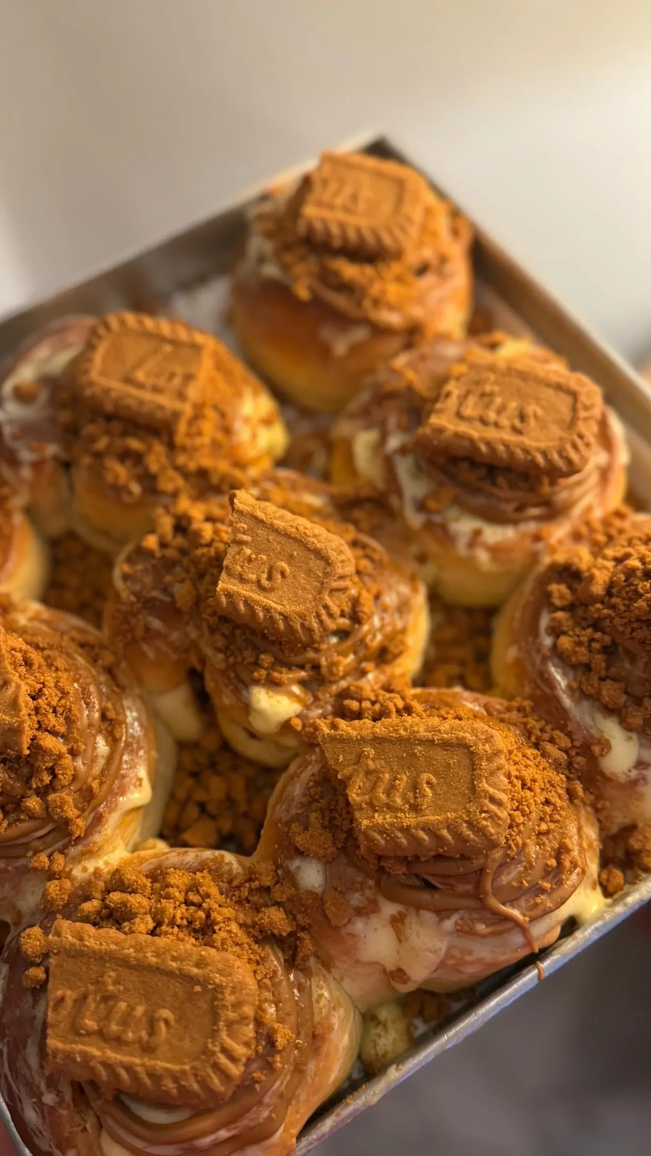 Biscoff-topped pastries fresh from the oven