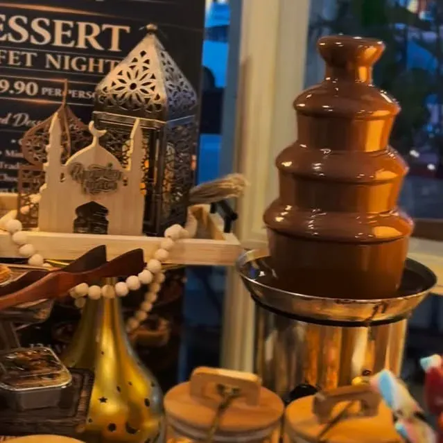 Chocolate fountain at the Ramadan buffet